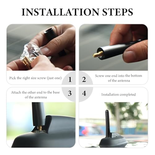 FSTURIOS Car Short Antenna, 3.15" Stubby Aluminum Radio Antenna Replacement with Screws Gaskets, Vehicle Roof Carbon Fiber Mini Aerial Antennas for AM/FM Reception, Car Accessories (Red) - Thumbnail 6