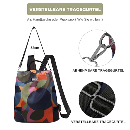 Waterproof Fashion Backpack Purse for Women Anti Theft Womens Classical Daypack Travel Nylon Oxford Shoulder Bag - Thumbnail 5