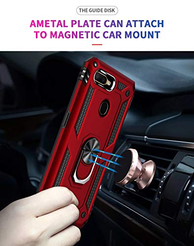 Image of Covers and Cases for Oppo A5s Case Back Cover Rugged Armor TPU + PC Hybrid Kickstand Oppo A5s Back Case /Cover with Ring Holder Designed for Oppo A5s /Oppo A7 / Oppo A12 Back Case-Red
