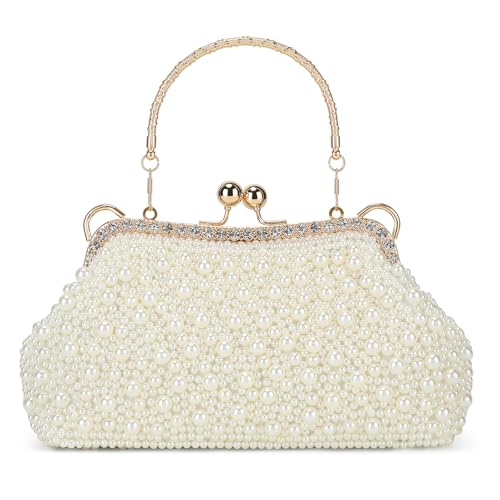 Image of UBORSE Women Vintage Floral Beaded Rhinestone Embroidery Clutch Evening Handbag Wedding Party Purse Vintage Bags