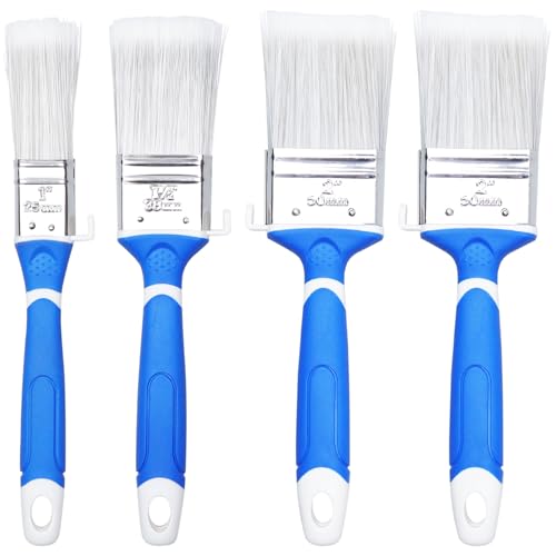 Juego de 4 pinceles de pintura para paredes y techos, para decoración interior y exterior, 1 pulgada x 1, 1.5 pulgadas x 1, 2 x 2 pulgadas