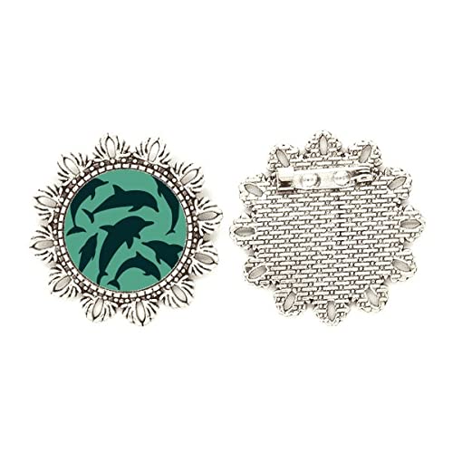 Broche de plata con diseño de flor Blue Ocean Shark regalo mujer