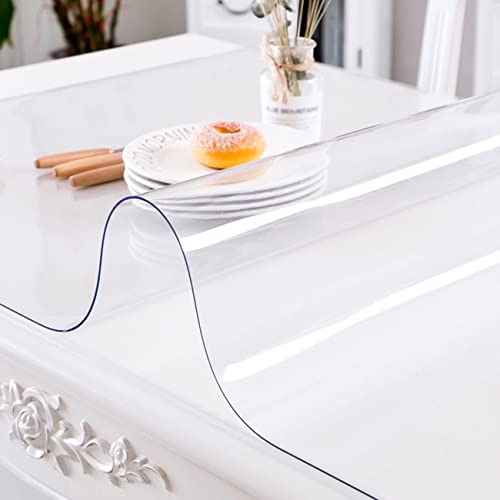 FANIVIN PVC Transparent Tablecloths Desk Table Mat Tablecovers Rectangle Square Table Covers Multifunction Thickness 1MM Waterproof Durable 80 * 120cm - Image 2