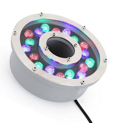 Faretto Subacquei - Faretti Piscina, IP68 Illuminazione Impermeabile Per Stagno A Foro Centrale, Luce Subacquea 12/24V, Lampada Per Giochi D'acqua Con Cambio Colore RGB Con Telecomando(6w(AC24V))