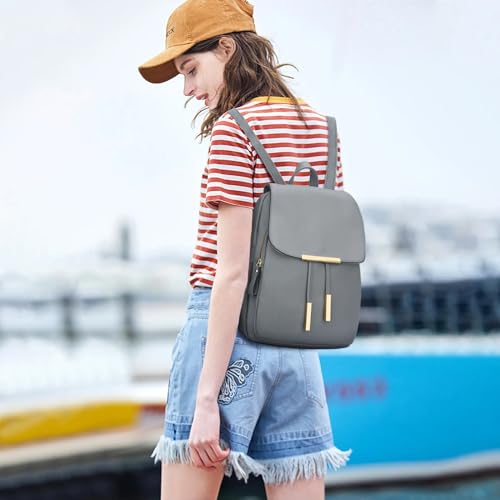 Image of KKXIU Trendy Leather Backpack Purse for Women and Ladies Shoulder Travel Daypacks Bags (A-Grey)