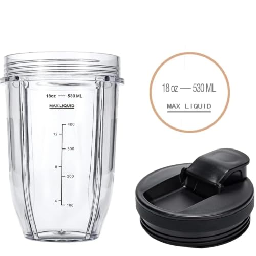 Vasos de repuesto de 18oz para batidora NutriBullet y Ninja con tapas 5