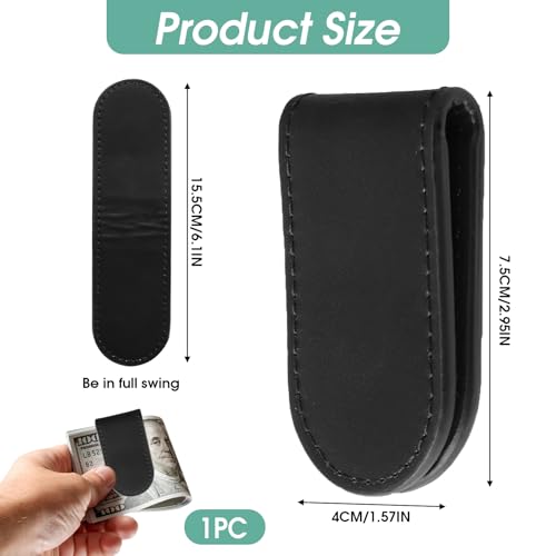 Slim Magnetic Money Clip, Leather Money Clip Business Card Holder Holds Up to 12 Cash, Classic Style for Minimalists Men Women Trendsetters Executives Travelers Affluents2