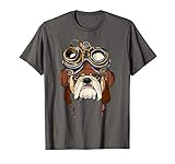 Einzigartig schöne und schöne englische Bulldogge gekleidet in Steampunk Luftschiff-Pilotbrille mit niedlicher Grafik Unisex TShirt für Männer, Frauen, Jungen und Mädchen. Tolle T-Shirts für Erwachsene, Jugendliche, Kleinkinder und Kinder!