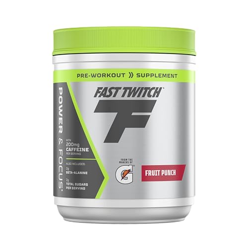 Fast Twitch, Caffeinated Pre-Workout Supplement Mix, Fruit Punch, 1.01lb (Pack of 1) Cannister (Packaging May Vary)