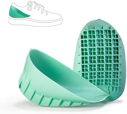 Tuli's Heavy Duty Heel Cups, Shock-Absorbing Cushion Insert for Plantar Fasciitis, Sever’s Disease, and Heel Pain, Green, 1 Pair, Regular