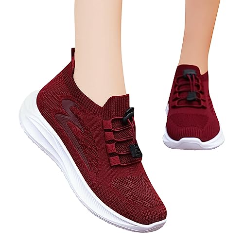 Promotion Sale Clearance Running Shoes for Women with Arch Support Wide Fashion Summer Autumn Women Sneakers Flat Lightweight Mesh Breathable Elastic Womens White Tennis Shoes