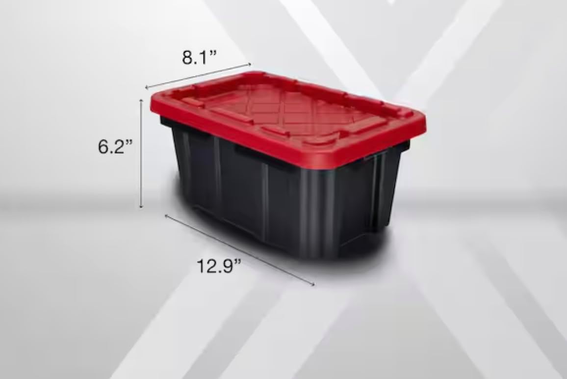 Black Storage Tote with Red Lid AE42868