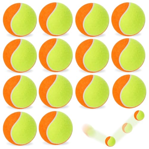PORFOYO Lot de 15 balles de tennis, balles de tennis, pour débutants, stage, 3 balles d'entraînement, balles d'entraînement pour animaux de compagnie, jeux de sport pour enfants et débutants