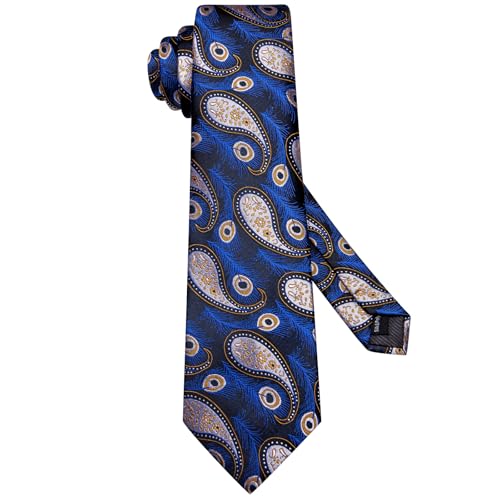 Image of Hi-Tie Mens 70inches Tie Set Extra Long Necktie for Men Cufflinks Handkerchief Big Tall Men Business Wedding