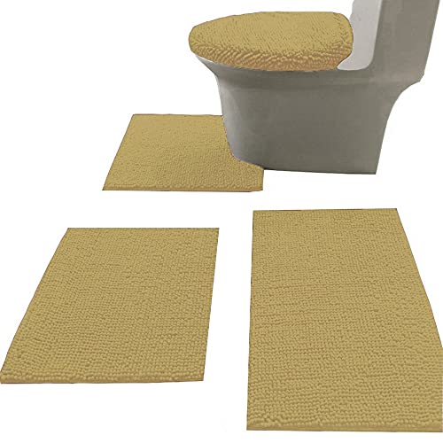 Buy Madeals 4 Piece Bathroom Rug Set with Toilet Lid Cover and Rug Set