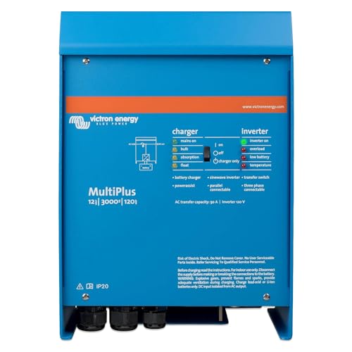 Victron Energy MultiPlus - Power Inverter - Pure Sine Wave Inverter Charger for 120 amp Battery - with PowerAssist Technology - 3000VA 12-Volt
