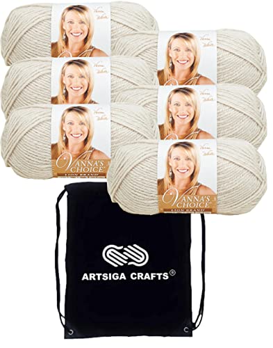 Image of Lion Brand Yarn Vanna'S Choice 860-99 Linen | 6 Skeins, Same Dye Lot, Project Bag, CYC #4 Worsted, 100% Acrylic, Ideal for Crochet, Knitting Blankets, Hats, Scarves