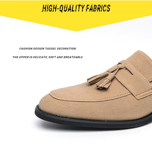 Men's Suede Tassel Chunky Heel Oxfords Fashion Comfor Slip-On Anti-Slip Dress Penny Loafers Casual Business Party Shoes3