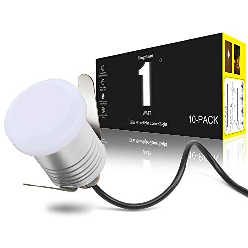 Landscapestation LED Deck Lights 10 Packs, 1W Low Voltage Landscape Recessed Wall Lights 12V Step Light Waterproof Moonlight Step Lights for Driveway Pathway Stair (Warm White 3000K)