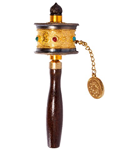 DMtse Tibetisch-buddhistische Om Mani Padme Hum, funktionierende Mini-Gebetsmühle, Handgerät mit Mantra-Aufschrift Cover
