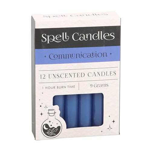 Paquete de 12 velas de hechizos de comunicación azules, kit mágico de vela ritual para hechizos de confianza y calma