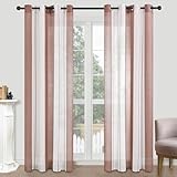 MRTREES 2 Pezzi Tende Camera da Letto a Strisce Semi Trasparente per Cameretta Tenda con O...