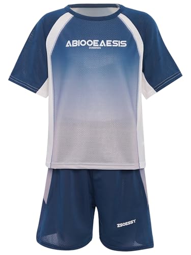 FEESHOW Kids Boys Football Fit Piece Quick Dry Sport Outfits Short Sleeve Tshirts With Shorts Set Tracksuit3