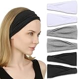 IVARYSS Headbands for Women, Non-Slip, Premium Stretchy Head Bands Hair Accessories,Wear for Yoga, Fashion, Working Out, Travel or Running, 6 Pack, Black White Grey