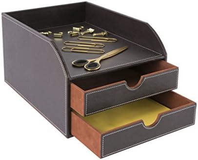 Osco Faux Leather 2 Tier Sorter with Letter Tray - Brown BPU2TPX