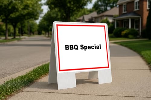 Bbq Special White Red Black Folding Coroplast A-Frame with Double-Sided