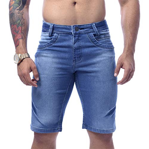 Bermudas Jeans Slim Com Lycra Azul Claro Originais - Zaretã (46)