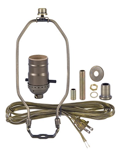 Image of B&P Lamp Antique Brass Finish Table Lamp Wiring Kit with a 6 Inch Harp and Push-Thru Socket