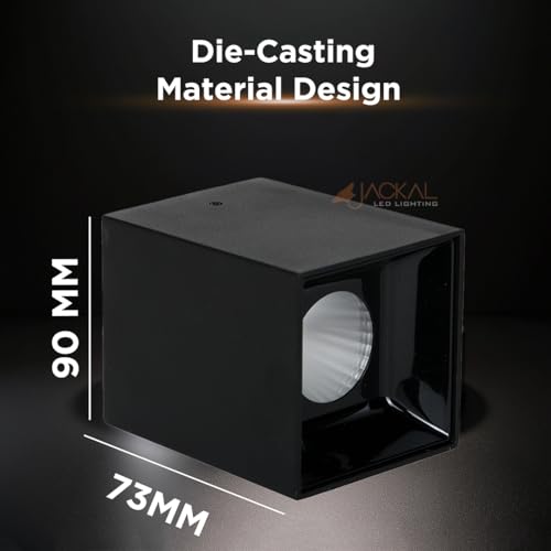 Image of JACKAL Square LED Spotlight, 20W Aluminum Surface Mounted Black Light, COB Surface Spotlight, Ceiling Light, Cubical Square Ceiling Mounted Spot /High Brightness Downlight - Warm White