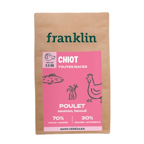 Franklin – Croquettes pour Chiot – avec 70% de Poulet et Saumon – sans Céréales – Taille...