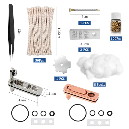 Kit de réparation pour Briquet à Essence avec Mèches et Pierres