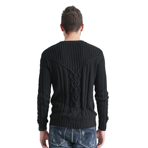 Men's Pullover Sweater Long Sleeve Crew Neck Casual Fitted Knitted Sweater3