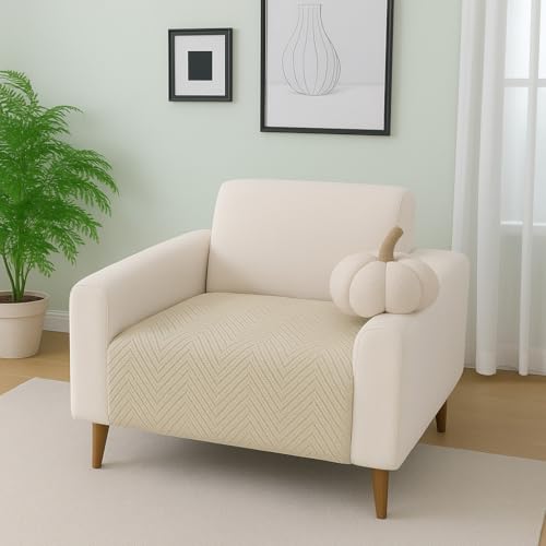 Image of Amazon Basics - Velvet Quilted Make Your Own Sofa Cover |1 Seater | Multi-Layered Fabric |70cm x 70cm | 350 GSM | Color - Beige