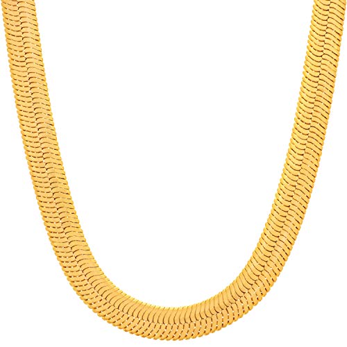 LIFETIME JEWELRY 7mm Flexible Herringbone Chain Necklace 24k Real Gold Plated