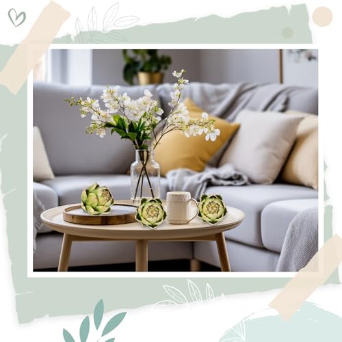Timgle 4 Pcs Green Artificial Artichokes Fake Vegetables and Fruits for Summer Kitchen Wedding Bowl and Vase Decorations (Large)