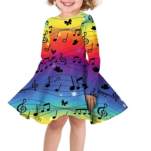 Girls Dress Size 2-14 Long Sleeve Dresses A-Line Twirly Skater Dress3