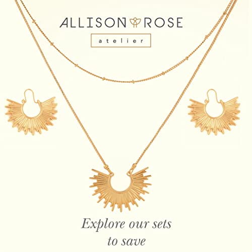 Allison Rose Atelier - Sunburst Pendant Necklace - Delicate 14K Gold Plated Half Spike 2Pc Necklace Set With Box Chain And Beaded Satelite Chain - Boho Gold Necklace For Women #TOP7