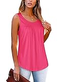 🌸Feature: lässige ärmellose Tanktops für Frauen im Sommer, aktive Rundhals-Rüschenhemden für Frauen, lockerer Stil, U-Ausschnitt, leichte Camisole-Blusenoberteile in Übergröße.