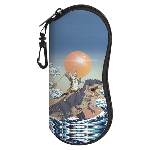 Image of Sunglasses Soft Case, Cute Ultra Light Portable Neoprene Zipper Eyeglass Glasses Case with Belt Clip for Men Women