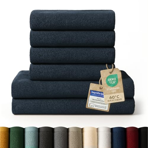 Produktfoto von Blumtal Premium Frottier Handtücher Set 4 teilig 100% Baumwolle - Oeko-TEX zertifiziertes Badetuch 2X (70x140 cm) +…