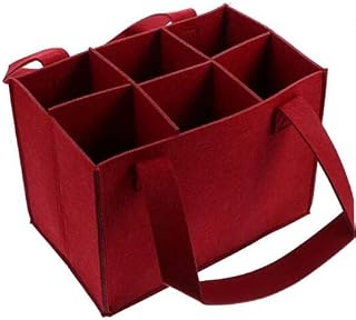 YAXIDAEVER Wine Bottle Carriers,Felt Wine Tote Bag with Flexible Divider,Protable Large Felt Cloth Beer Bag for 6 Bottle for Travel Picnic Party/Wine Carrier for Gift(24*16*18cm)
