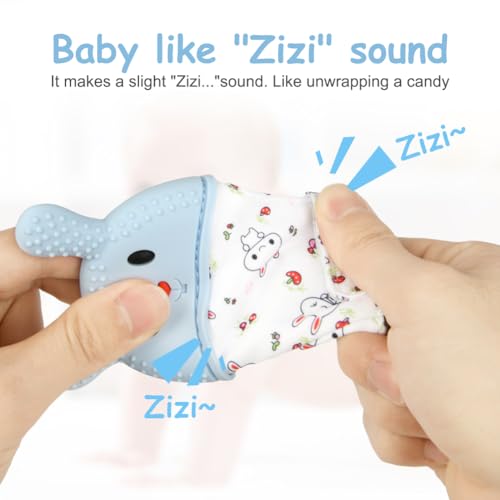 Image of 2Pack Silicone Teething Mitt, Rabbit Baby Teething Toy for 0-6 6-12 Months, Food Grade Silicone Infant Teething Mitten, BPA-Free Baby Chew Toys for Pain Relief, Sucking Needs