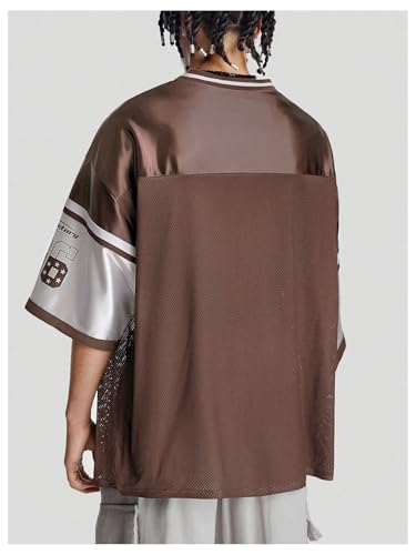 Verdusa Men's Jersey Oversized Graphic Tee V Neck Short Shoulder Casual T Shirts2