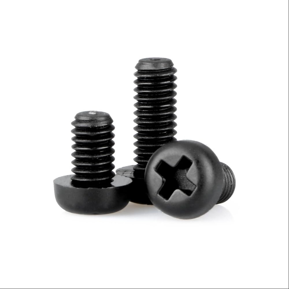 100pcs M5×25mm Metric Black Nylon Cross PAN Head Screws,Phillips Round Head Insulated Screws
