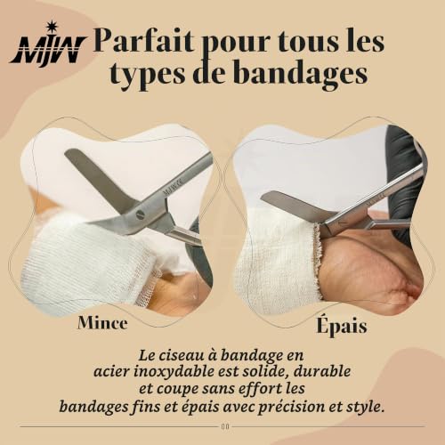 Ciseaux à pansements MJW Medical Lister en acier inoxydable avec pointe coudée13,97 cm – vue 4