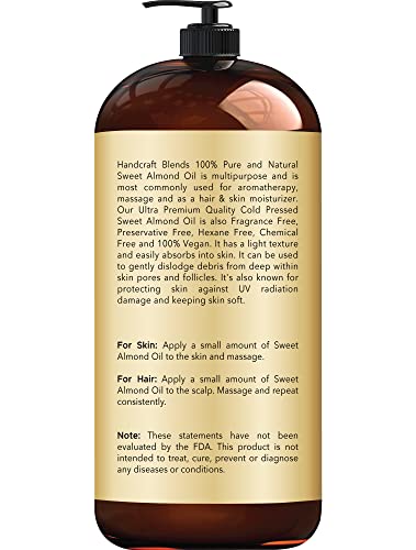 Handcraft Sweet Almond Oil - 100% Pure And Natural - Premium Therapeutic Grade Carrier Oil For Essential Oils - Massage Oil For Aromatherapy - Body Oil And Hair Oil - 28 Fl. Oz #TOP1
